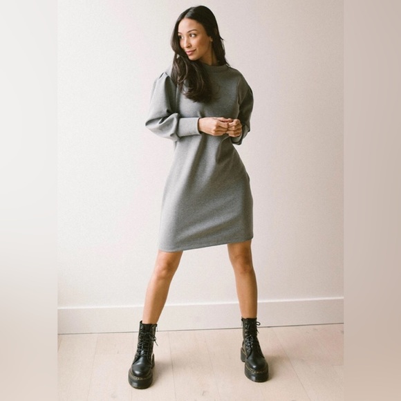 Zara | Dresses | Zara Gray Oversized Crewneck Sweatshirt Dress With Balloon  Sleeve Size Large | Poshmark